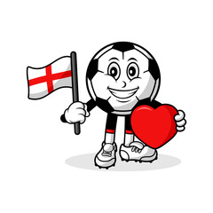 Mascot cartoon football love england flag design
