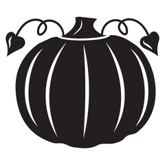 Autumn vegetable pumpkin, black silhouette, vector isolated illustration icon