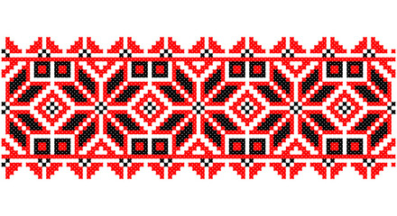 Embroidered good like old handmade cross-stitch ethnic Ukraine pattern. Ukrainian towel ornament, rushnyk called, vector.