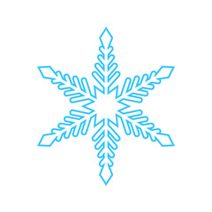 Simple snowflake made of blue lines. Festive decoration for New Year and Christmas, symbol of winter, element for design. Vector illustration