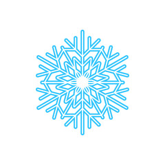 Simple snowflake made of blue lines. Festive decoration for New Year and Christmas, symbol of winter, element for design. Vector illustration