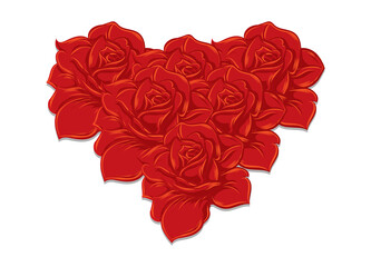 Happy Valentine's Day with red roses in heart shape
