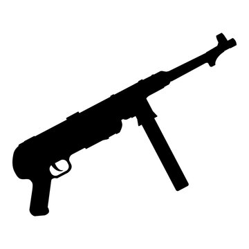 Icono subfusil schmeisser alem&aacute;n de la Segunda Guerra Mundial. Silueta aislada de pistola ametralladora 