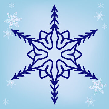 Christmas or New Year snowflake. Vector image for postcards, calendars and other winter decoration.