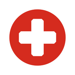 Chamfered Corner Swiss Cross Red Circle