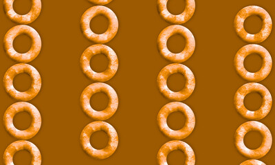 ドーナツ、ベーグルをイメージした素材イラストを使った背景　茶色