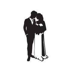 Bride and groom wedding silhouette design isolated