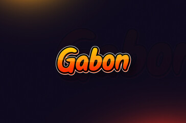 Country Name Gabon Written on Dark Background: Design Illustration in Creative Hand drawn style with Yellow and Orange Gradient. Used for welcoming, touring, or independence day celebration