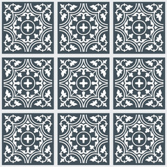 Seamless pattern with Islamic ethnic Turkish ornamental floral block tiles Arabic motifs tile on colorful abstract vector.