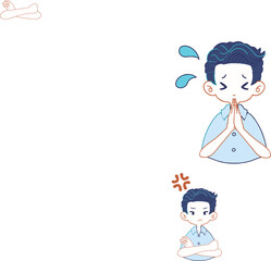 必死に謝る、必死にお願いする人物のベクターイラストレーション