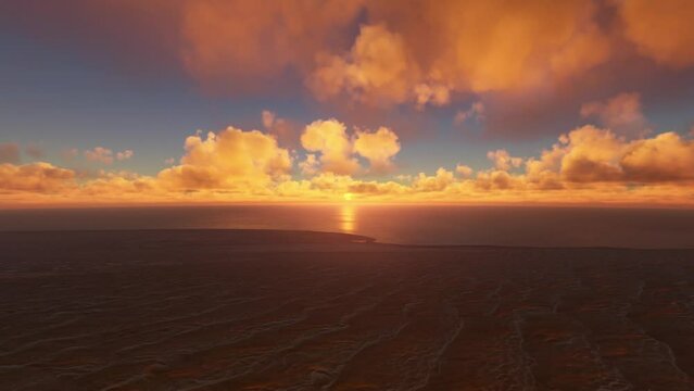 Namib desert at sunset in Africa. Aerial view of the desert in Namibia