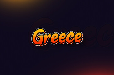 Country Name Greece Written on Dark Background: Design Illustration in Creative Hand drawn style with Yellow and Orange Gradient. Used for welcoming, touring, or independence day celebration