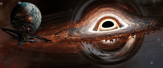 3d Illustration of a black hole. © Adis