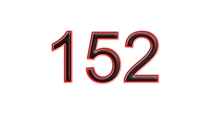 red 152 number 3d effect white background