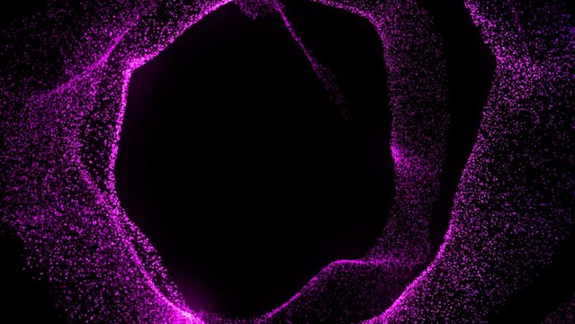 Abstract Multi Colored Magic Wave Hypnotic Seamless Looped Composition. Glowing  Purple Particles Wave. Background Loop Element for Vj Loops, Projection, Nightclub, Night Party, Led Screen