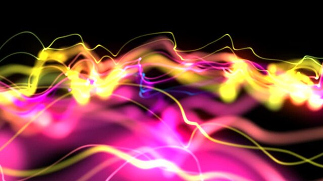 Multi Colored Rising Abstract Lines Attractive Hypnotic Waving Seamless Looped Composition. Background Loop Element for Vj Loops, Projection, Nightclub, Night Party, Led Screen