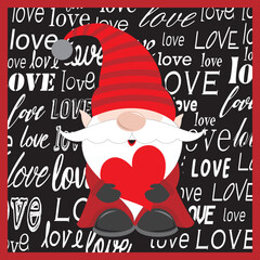 happy valentine card with cute gnome
