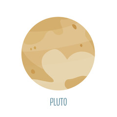 Pluto. Planet of the solar system on a white background. Vector illustration in cartoon style for children. Icon of the planet.