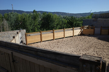 Pamplona, Spain - 10 July, 2022: Bull pen, San Fermin, Running of the Bulls