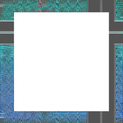 Abstract transparent glitch art border element.