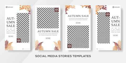 Autumn sale stories banner template post. premium vector