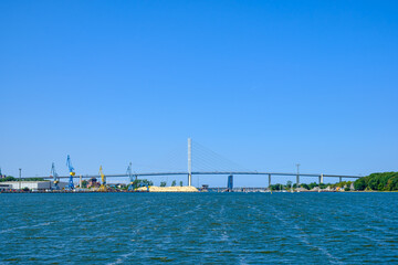 Strela Sound and Rügen Bridge, Stralsund, Mecklenburg-Western Pomerania, Germany
