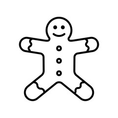 Gingerbread man icon in black outline style