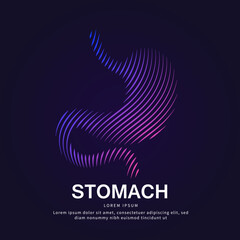 Human stomach medical structure. simple line art stomach Vector logotype illustration on dark background. stomach care logo vector template suitable for organization, company, or community. EPS 10