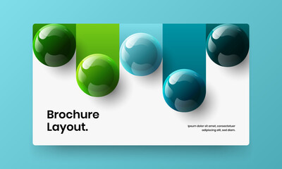 Simple 3D spheres presentation template. Fresh brochure design vector layout.