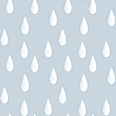 Drops on a blue background. Cartoon style. Seamless pattern