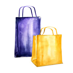 Yellow and blue package watercolor illustration. Template for decorating designs and illustrations.