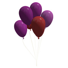 Balloons purple red with strings