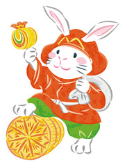 うさぎ　七福神　大黒天　イラスト