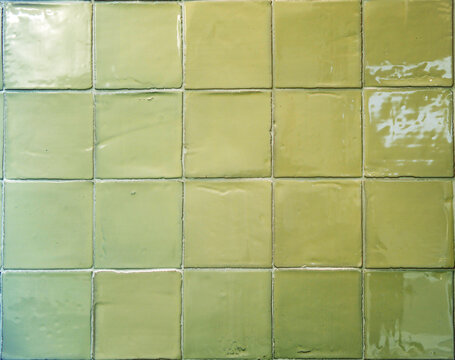 Portuguese pattern tiles plinth (padrao) in pastel green color. Tiled surface for current trend decorative backgrounds