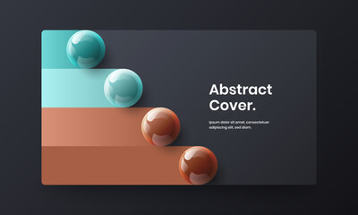 Creative realistic balls booklet illustration. Bright website screen vector design template.