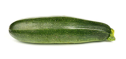 Green zucchini on a white background, organic marrow vegetable.