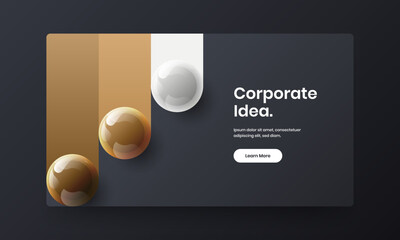 Unique 3D spheres company brochure template. Original corporate identity vector design concept.