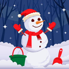 Make White Snowman In Winter