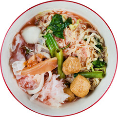 noodle in bowl isolated on white background - clipping paths