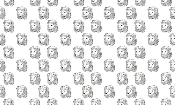 seamless pattern with lion skull