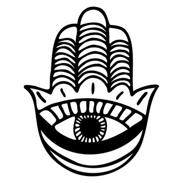Hand drawn hamsa hand. 