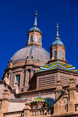 Fototapeta premium Our Lady of the Pillar Roman Catholic church by the River Ebro in Zaragoza, Spain