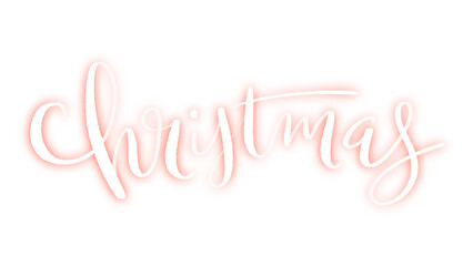 Naklejka na ściany i meble CHRISTMAS white brush lettering with red drop shadow on transparent background