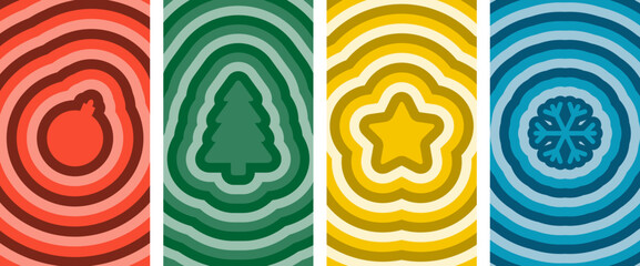 Christmas tree Hypnosis Abstract Backgrounds. Lovely Vibes Posters Design.y2k Illustration.
