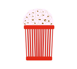Popcorn, fast food product in a glass, color drawing, on a transparent background, for printing, design, advertising
