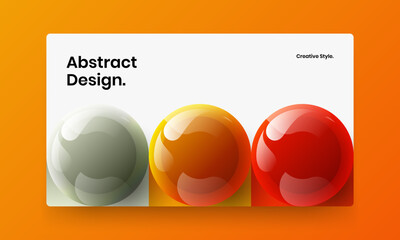 Creative realistic spheres corporate identity layout. Vivid web banner design vector template.