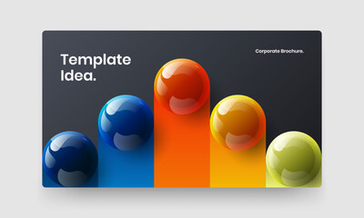 Minimalistic flyer design vector illustration. Unique 3D balls company brochure layout.