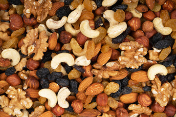 Natural background made from different kinds of nuts.