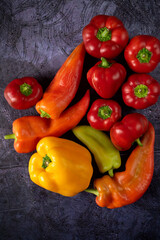 Green , yellow and red bell pepper background