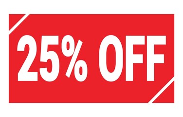 25% OFF text written on red stamp sign.